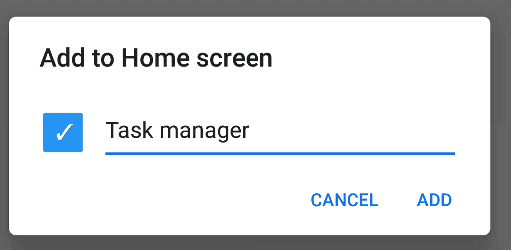 Adding to homescreen confirmation